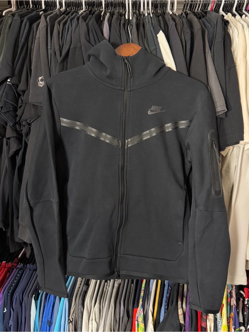 Nike Tech Fleece Hoodie Mens Black Double Full Zip Gorpcore Techwear Sportswear